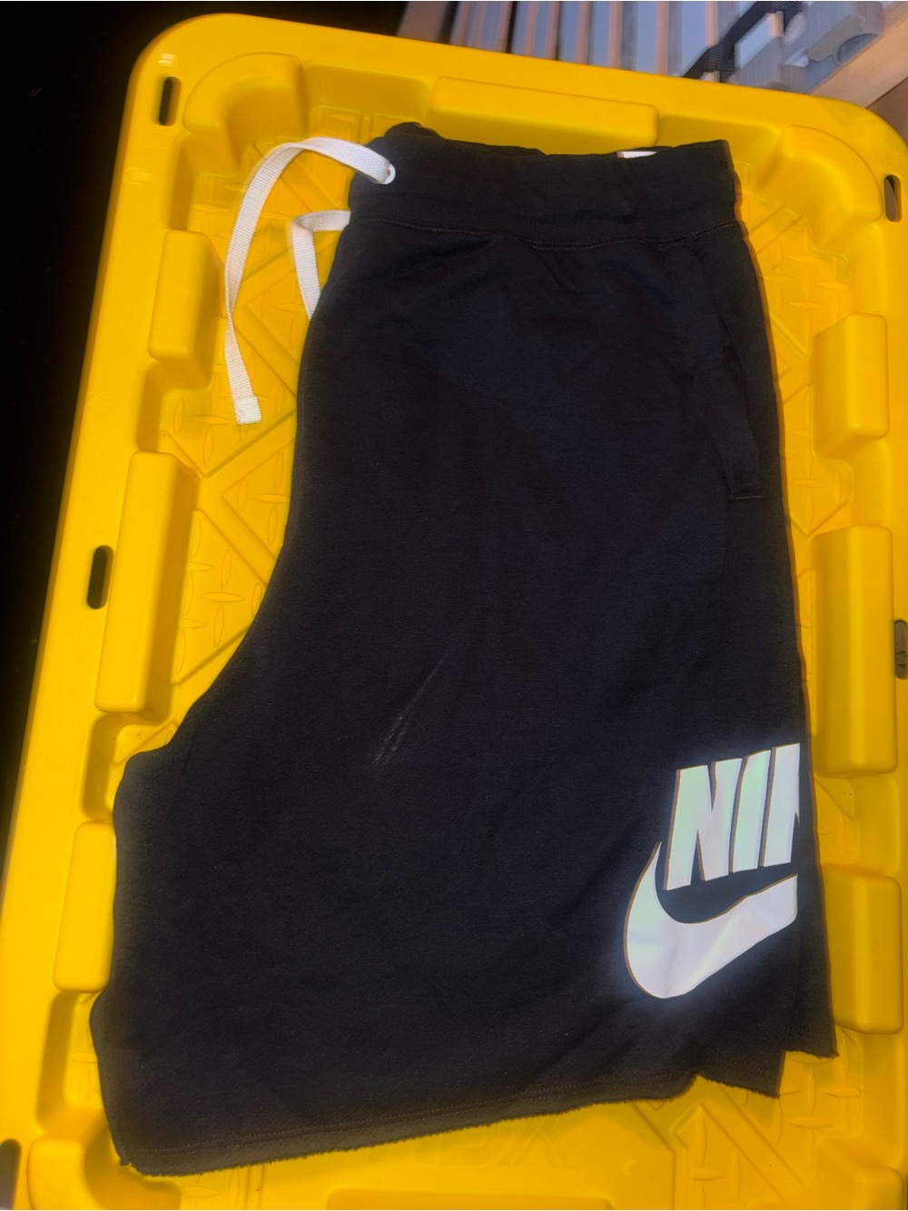 Mens Nike Black Logo Shorts with White Drawstring